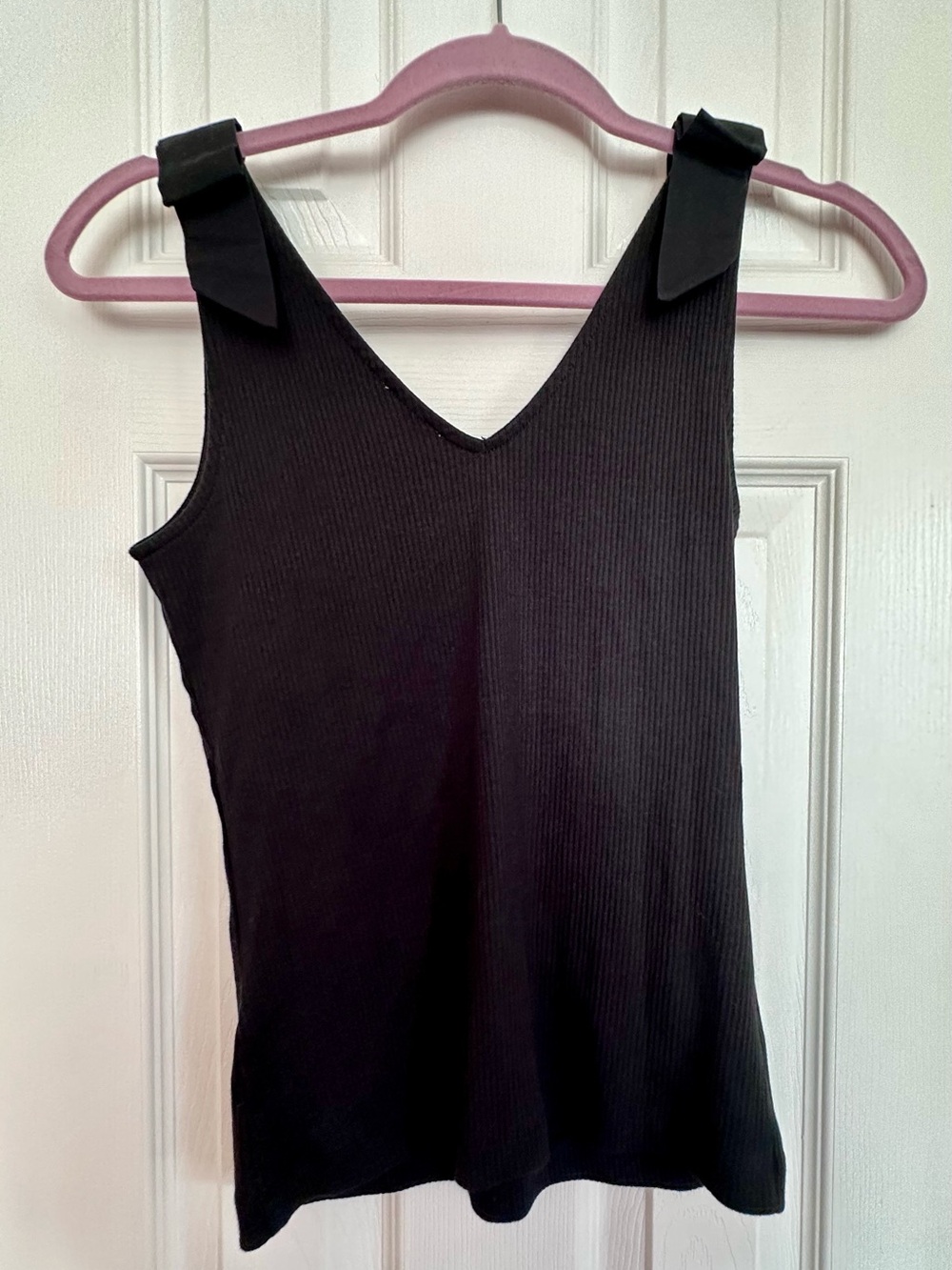 J.Crew Bow-Shoulder Ribbed V-Neck Tank Top - Picture 6 of 7
